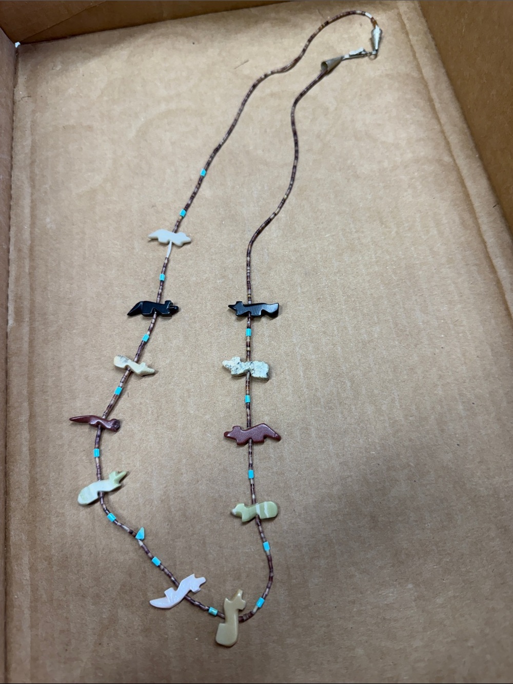 Vintage Handmade Multi-Color Fetish Animal Bead Necklace - Women Jewelry